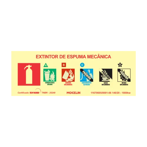 PLACA EXTINTOR DE INCENDIO ESPUMA MECANICA