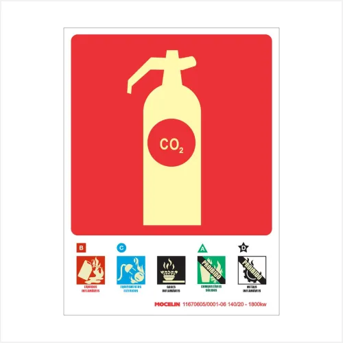 PLACA EXTINTOR INCENDIO CO2 - MO 0101