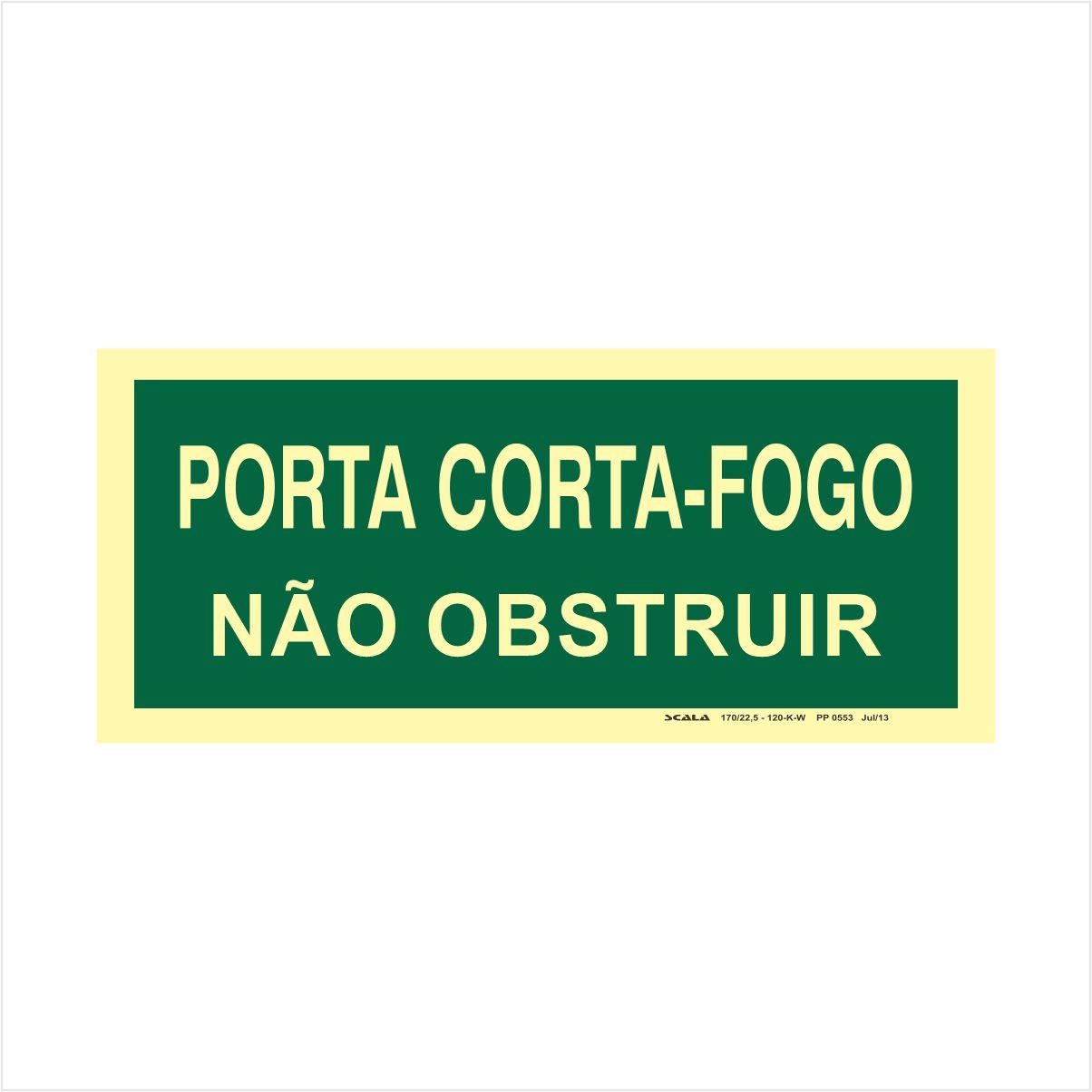 PLACA PORTA CORTA-FOGO NAO OBSTRUIR 12 X 24CM PVC 2MM PP0553