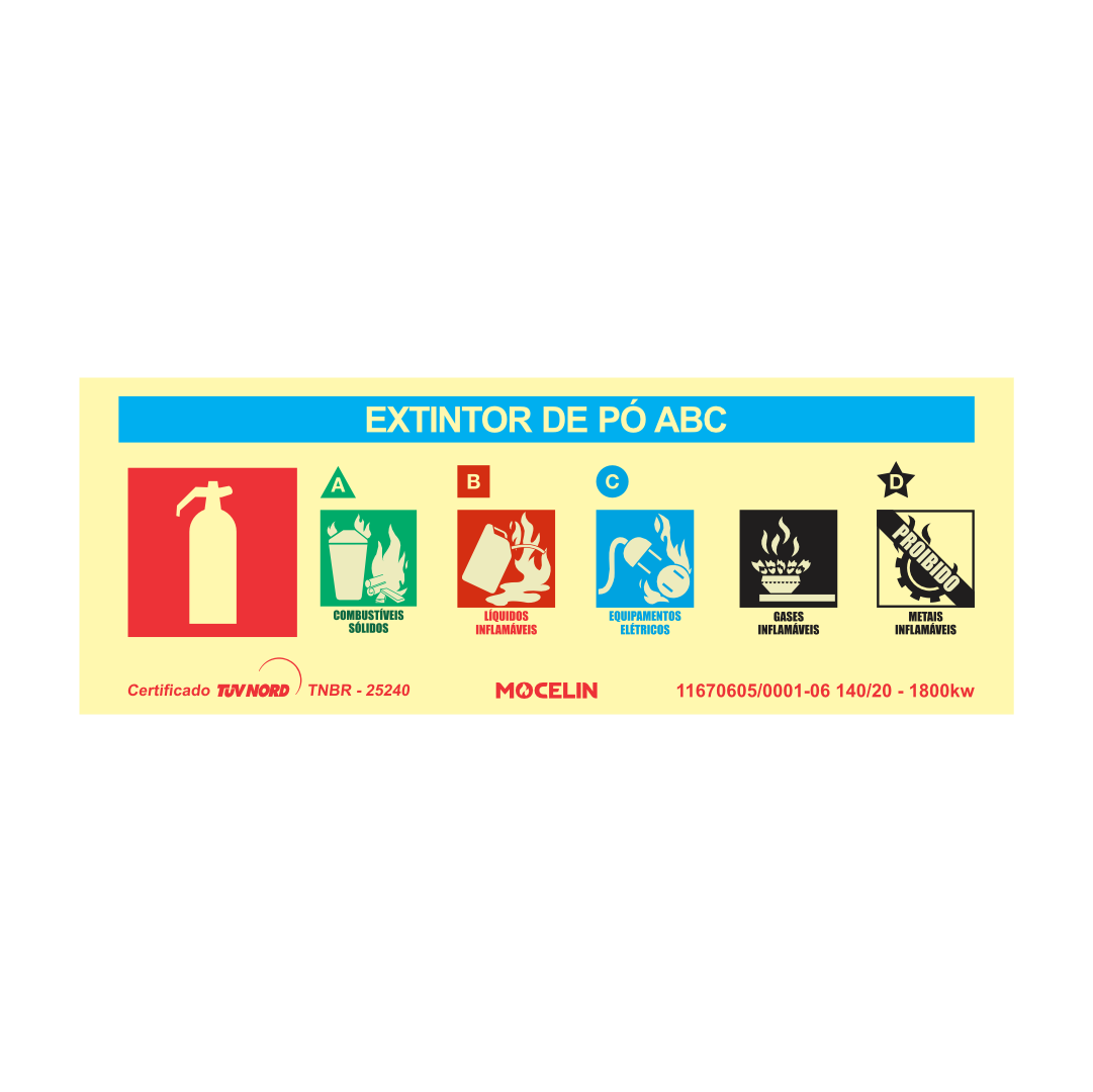 PLACA EXTINTOR DE INCENDIO ABC