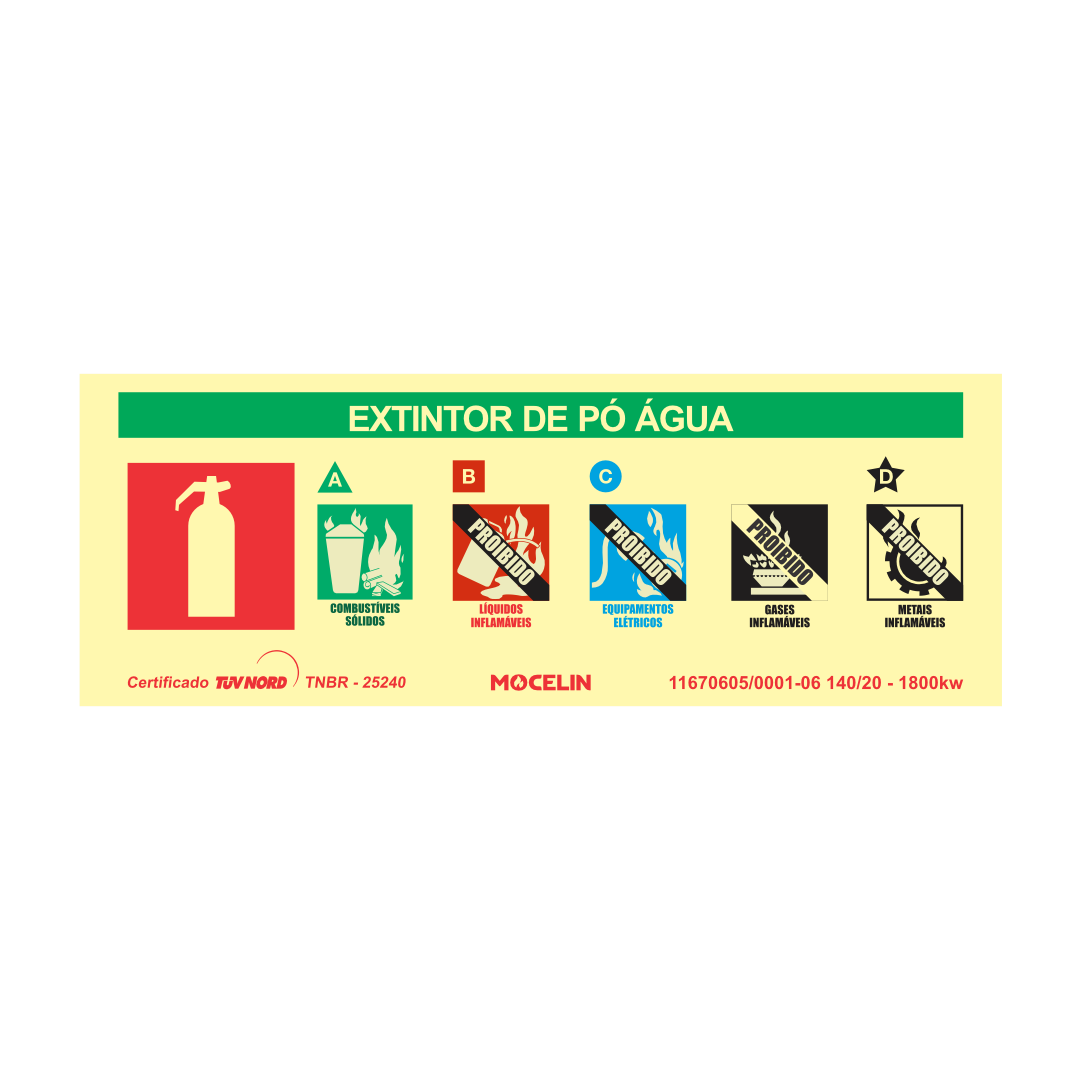 PLACA EXTINTOR DE INCENDIO AGUA