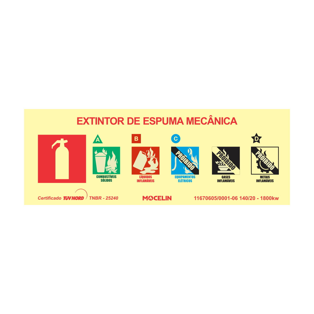 PLACA EXTINTOR DE INCENDIO ESPUMA MECANICA