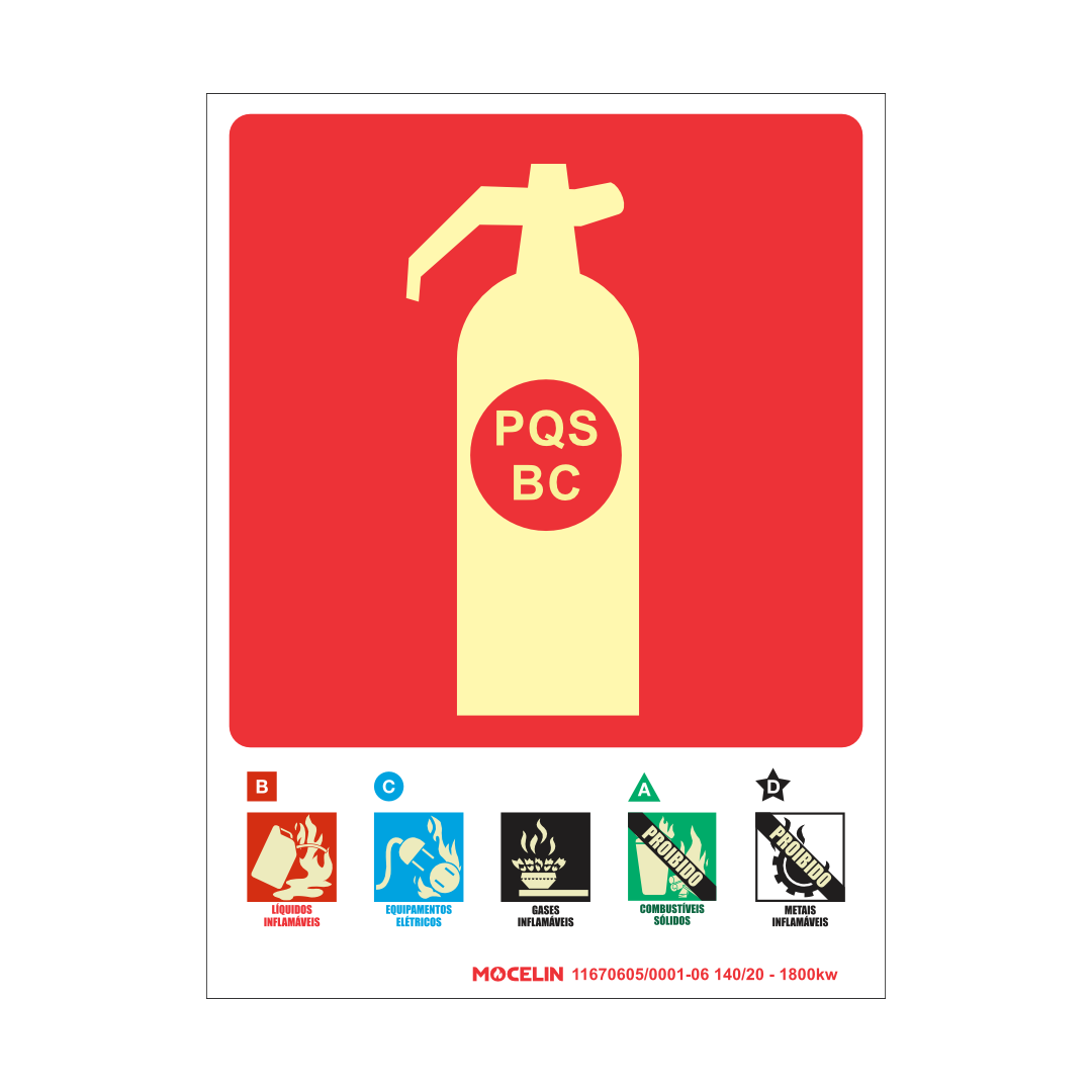 PLACA EXTINTOR DE INCENDIO BC - MO 0102