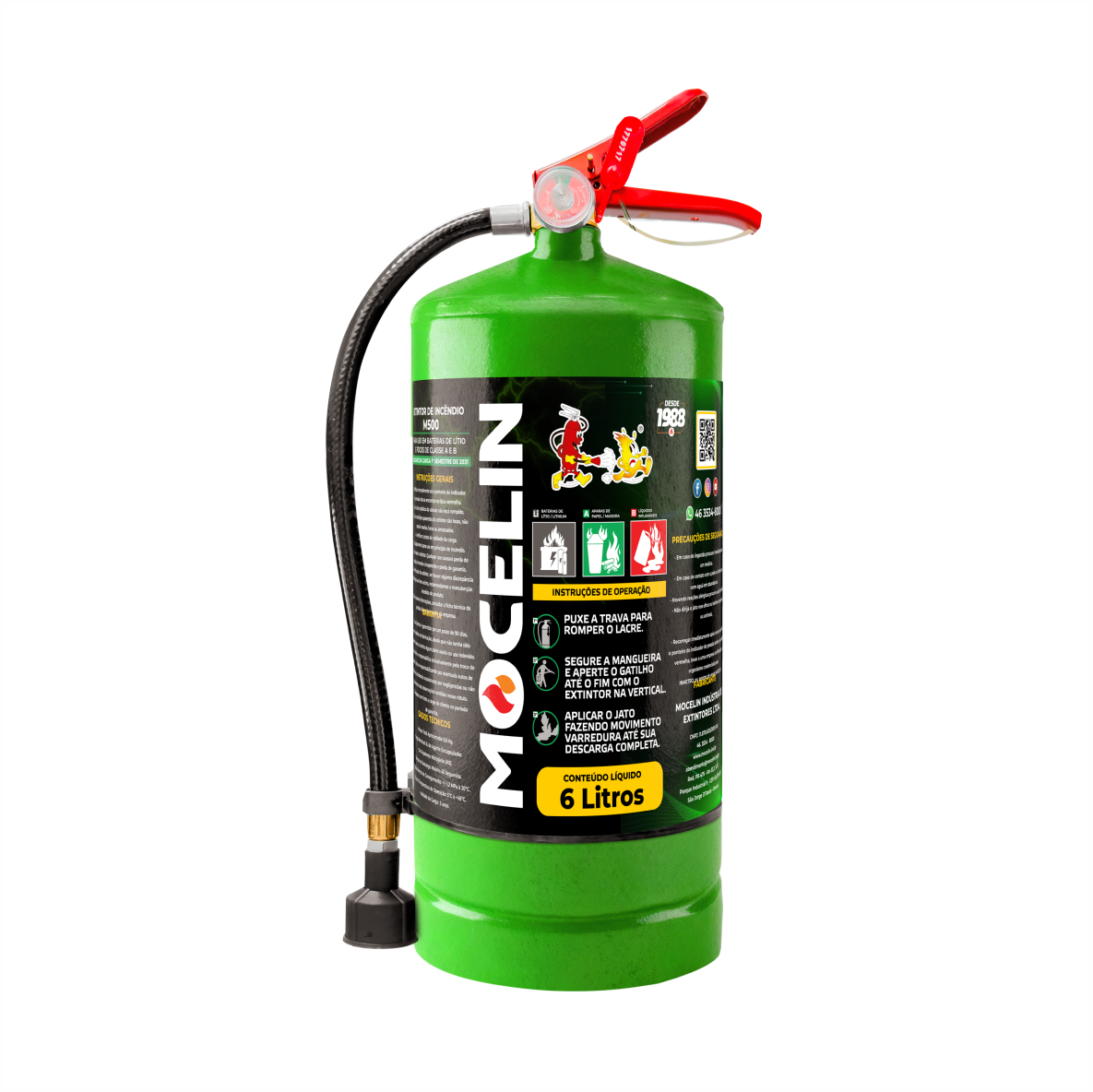 EXTINTOR M500 MOCELIN - PARA USO EM BATERIAS - 6 LITROS