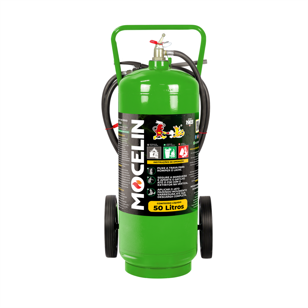 EXTINTOR M500 SOBRE RODAS MOCELIN - PARA USO EM BATERIAS - 50 LITROS