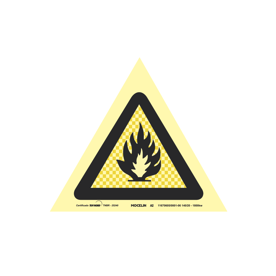 PLACA RISCO DE INCENDIO CHAMA  A24