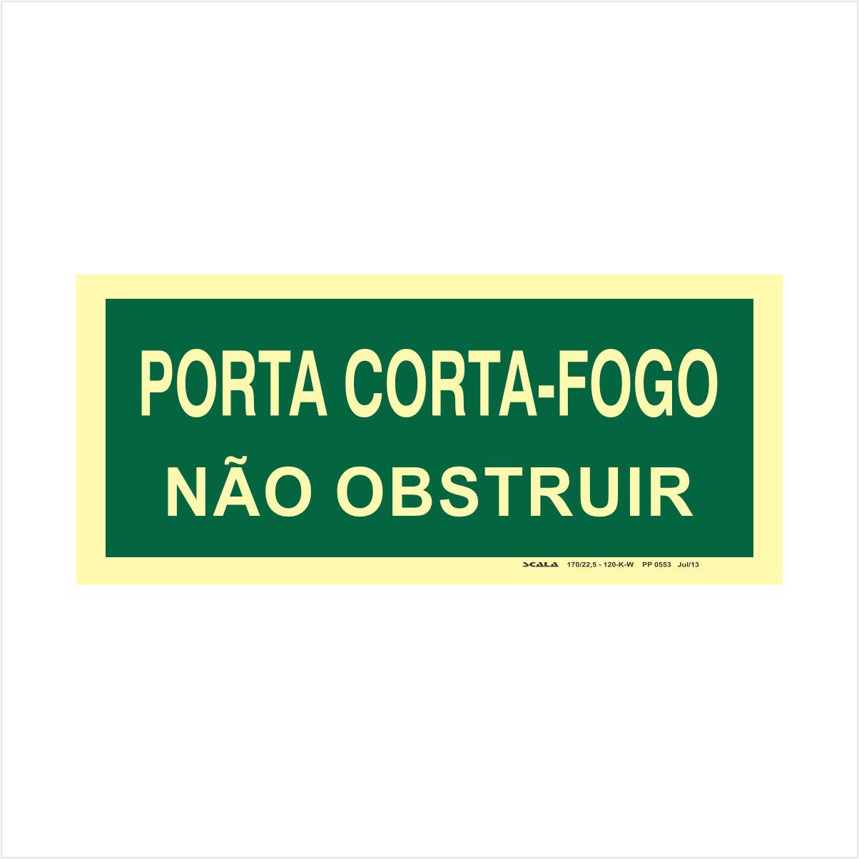 PLACA PORTA CORTA-FOGO NAO OBSTRUIR - PP 0553