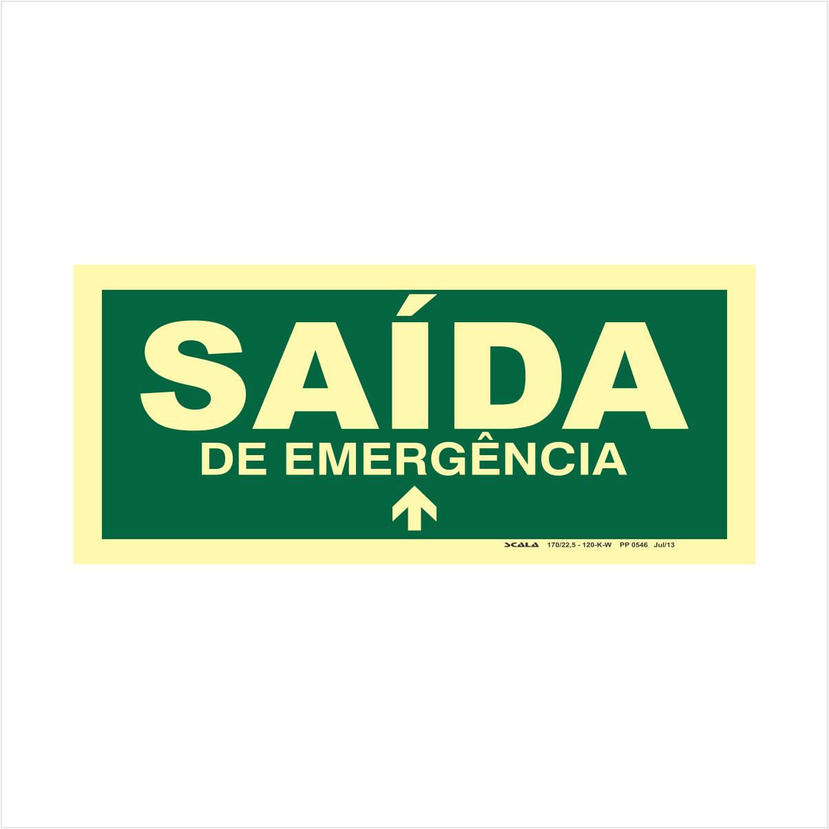 PLACA SAIDA EMERGENCIA SETA P/ CIMA - PP 0546