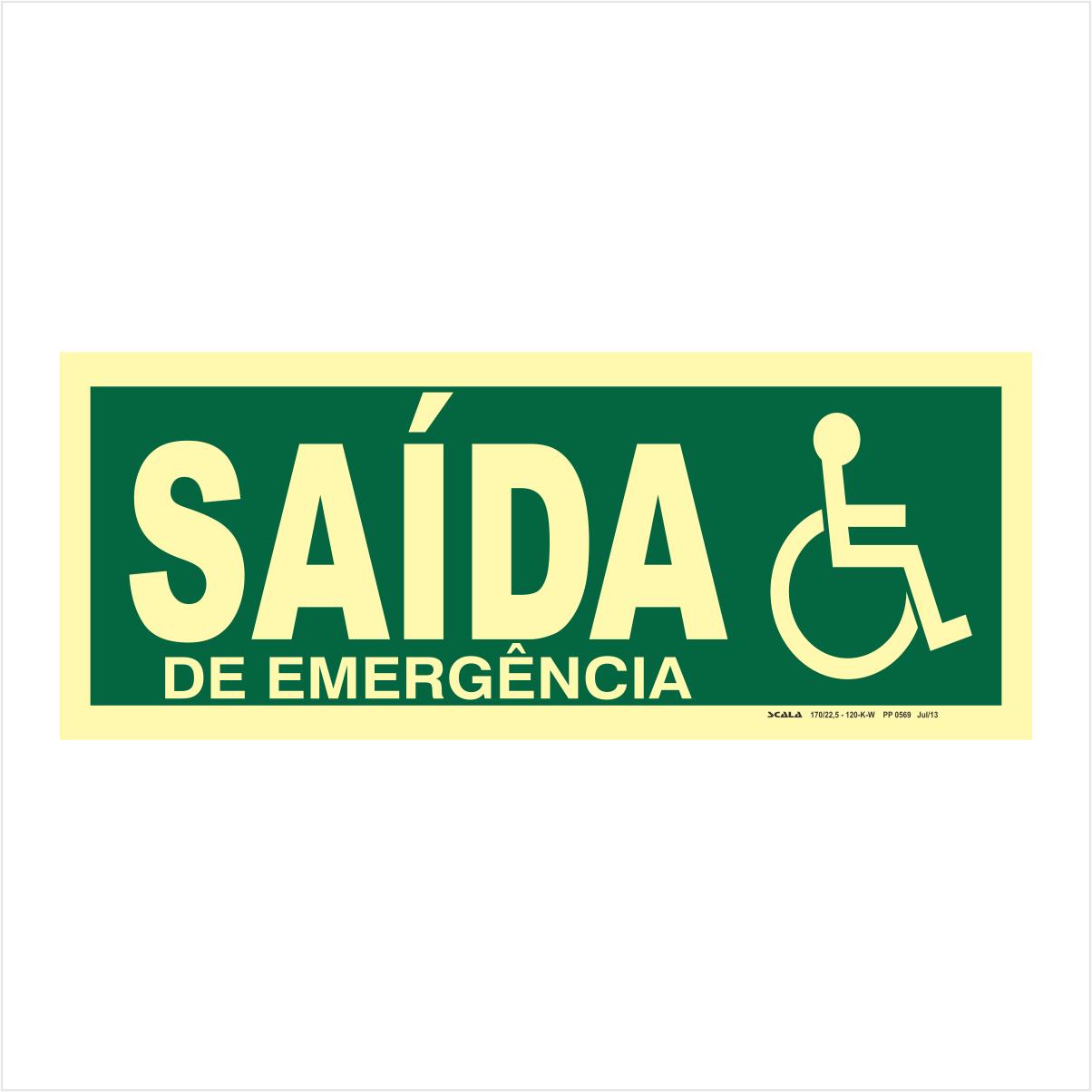 PLACA SAIDA EMERGENCIA CADEIRANTE - PP 0570